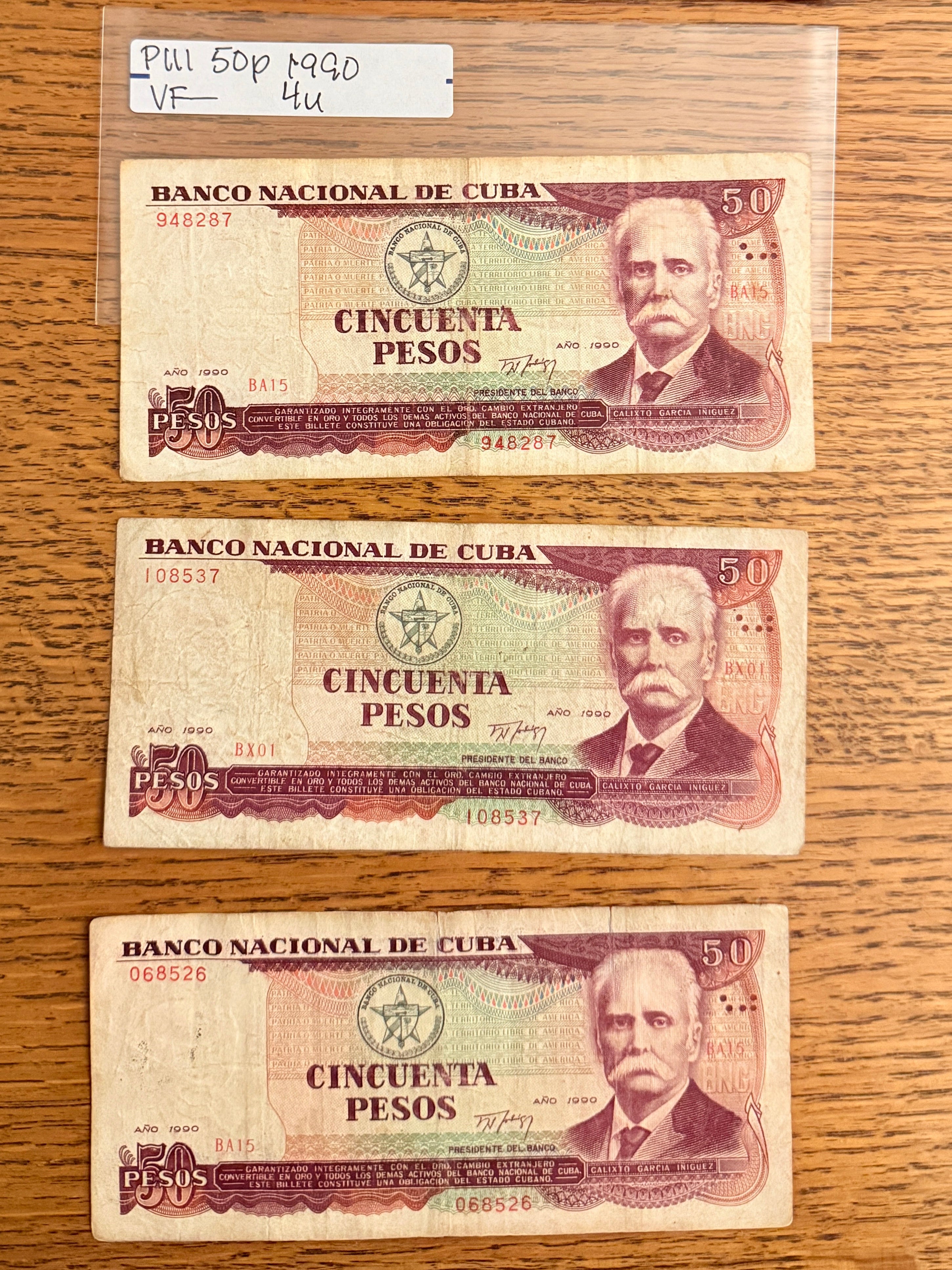 Caribbean P111 50 p 1990 F/VF-Minus (ONE NOTE)｜purple｜General García