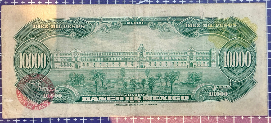 Mexico P-72 10000 pesos 1978 VF Very Fine small pen mark on forehead | ser CCV s/n B0021970