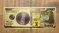 US Military 24K Gold Foil "$100 Bill" #5—Space Force 2: Seal—Independence Hall