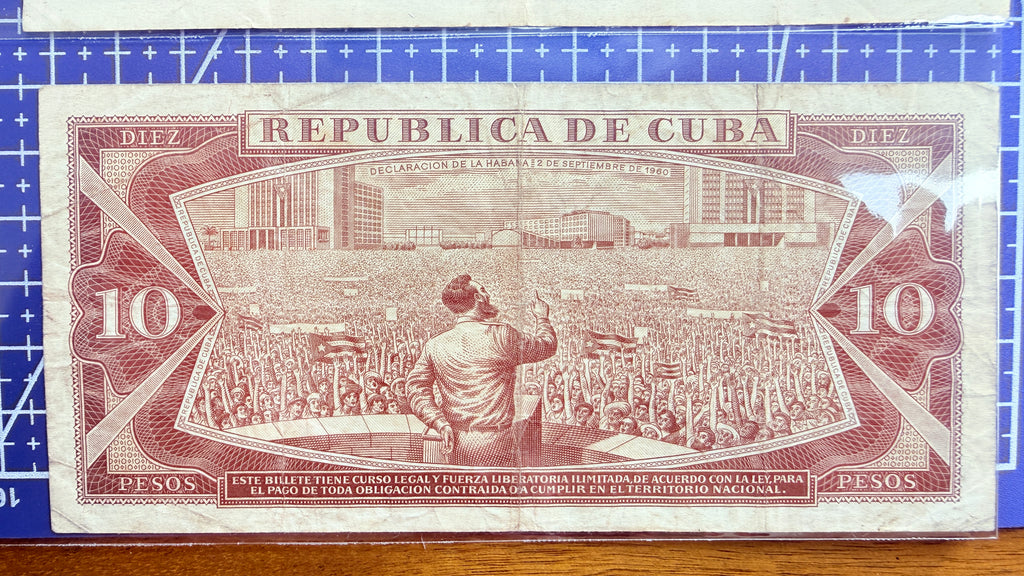 Caribbean P104 10 pesos—FIDEL SPEECH—Beautiful Artwork Designed in Prague