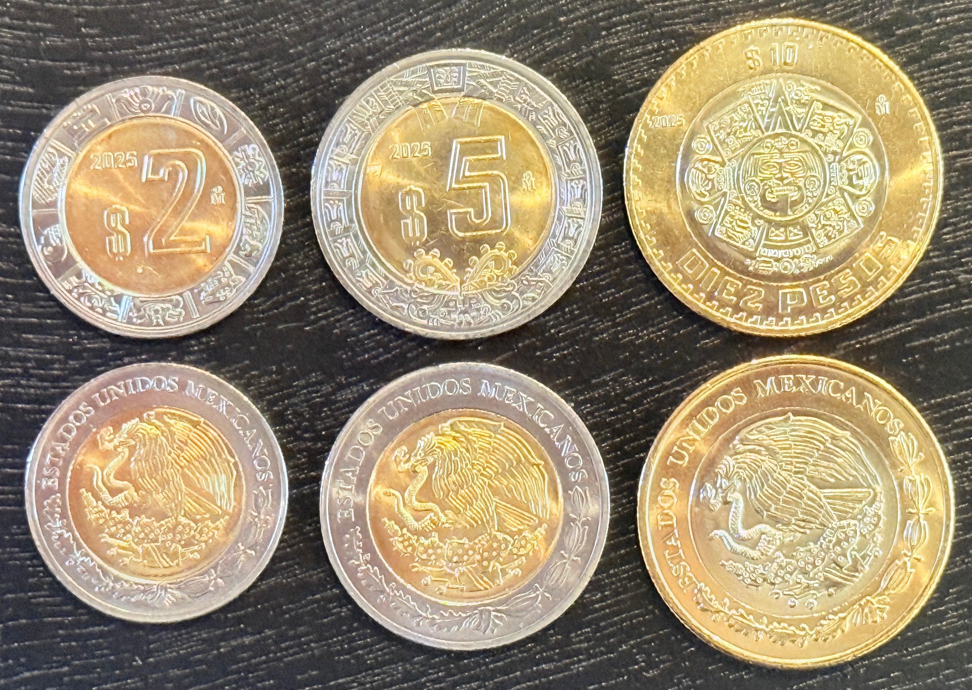 Mexico set 3 pc coins 2 5 10 pesos all 2025 UNC uncirculated shiny!