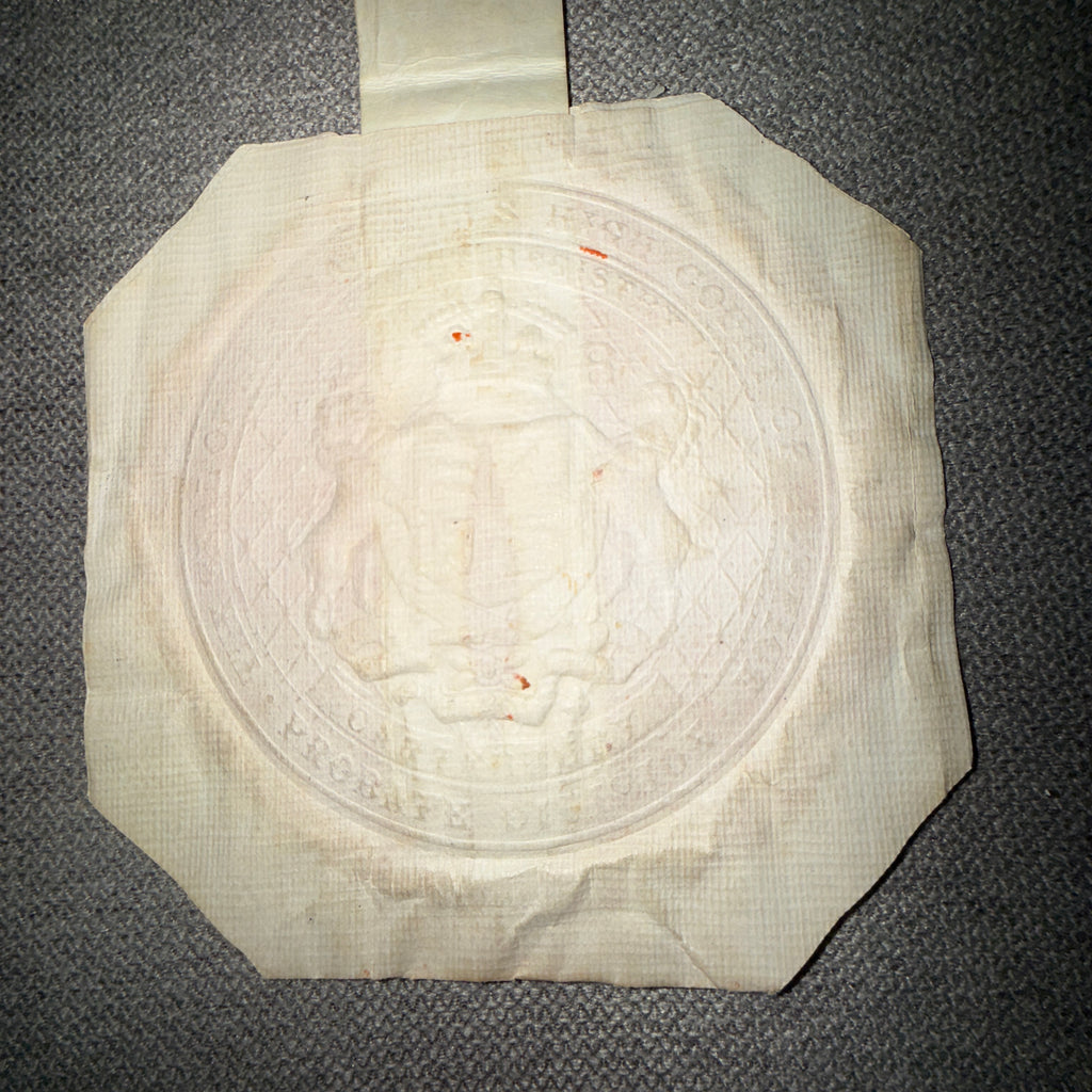 Victorian Probate Division High Court Pendant Seal Vellum 1875-1884 Royal Arms