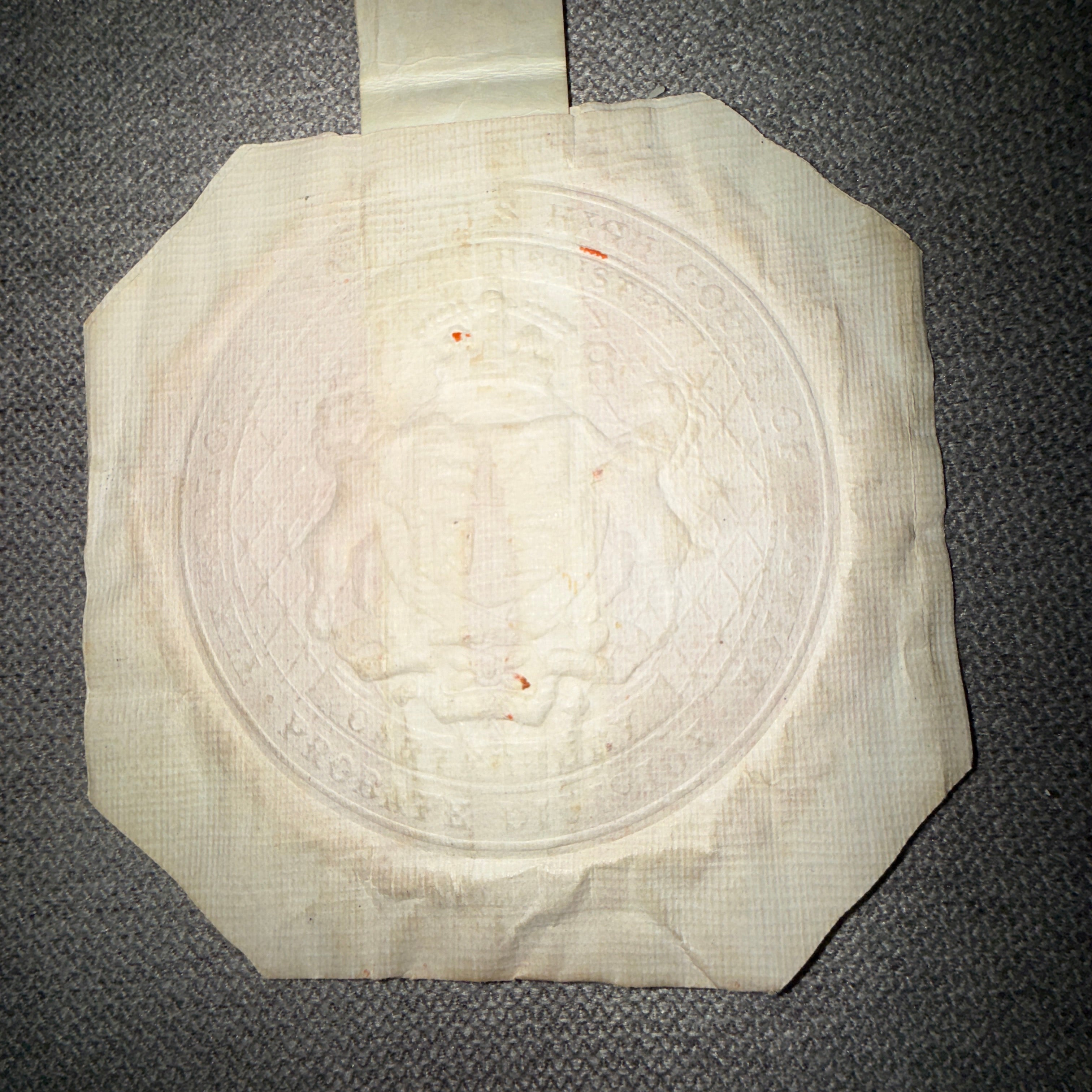 Victorian Probate Division High Court Pendant Seal Vellum 1875-1884 Royal Arms