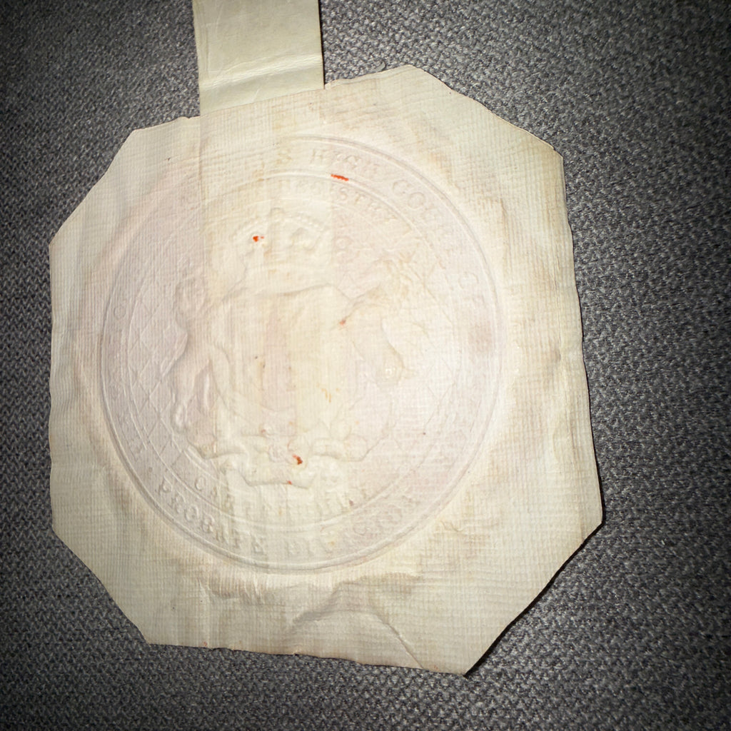 Victorian Probate Division High Court Pendant Seal Vellum 1875-1884 Royal Arms