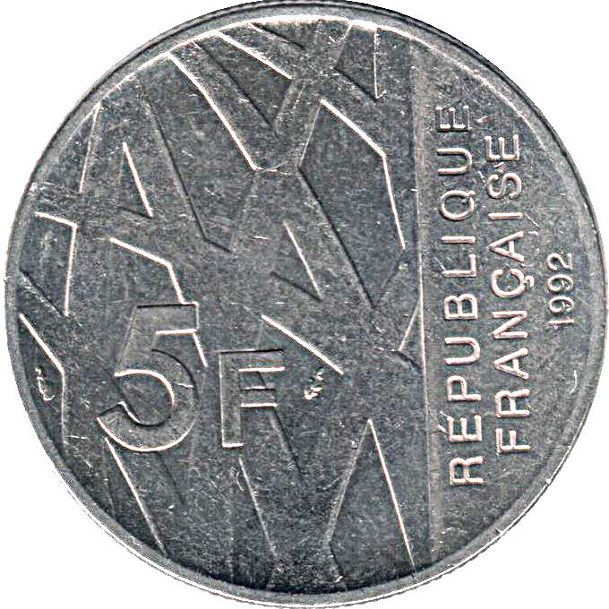 France KM#1006 5 Francs 1992 Very Fine VF—10th Anniv. Death Pierre Mendès-France