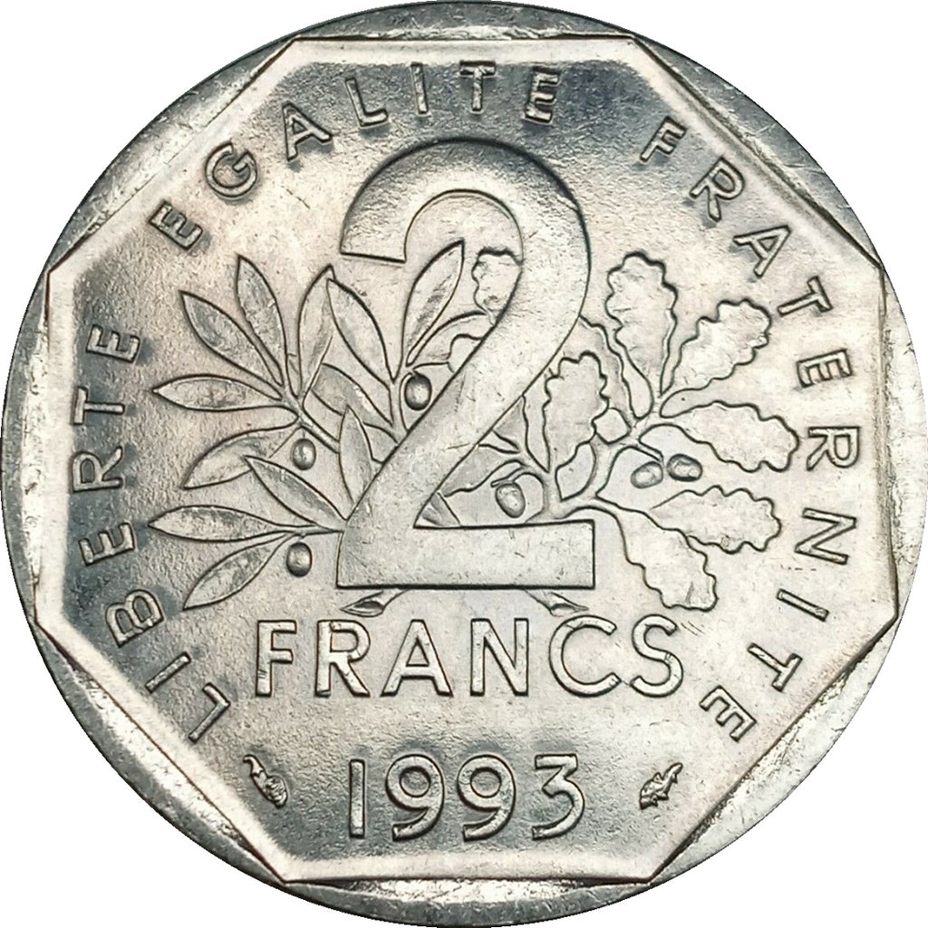 France KM#1062 2 Francs 1993 VF or better—French Resistance in World War II—Jean Moulin