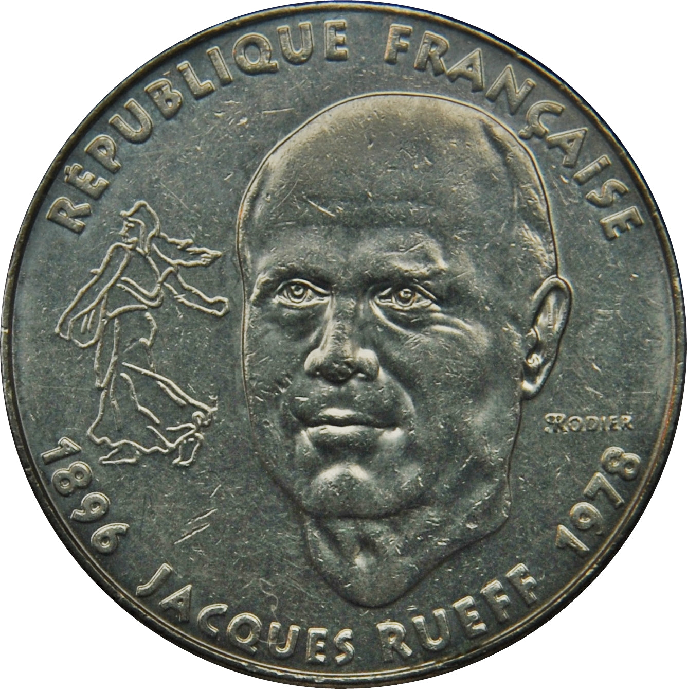 France KM#1160 1 Franc 1996 VF Very Fine | Faceless Marianne | Jacques Rueff