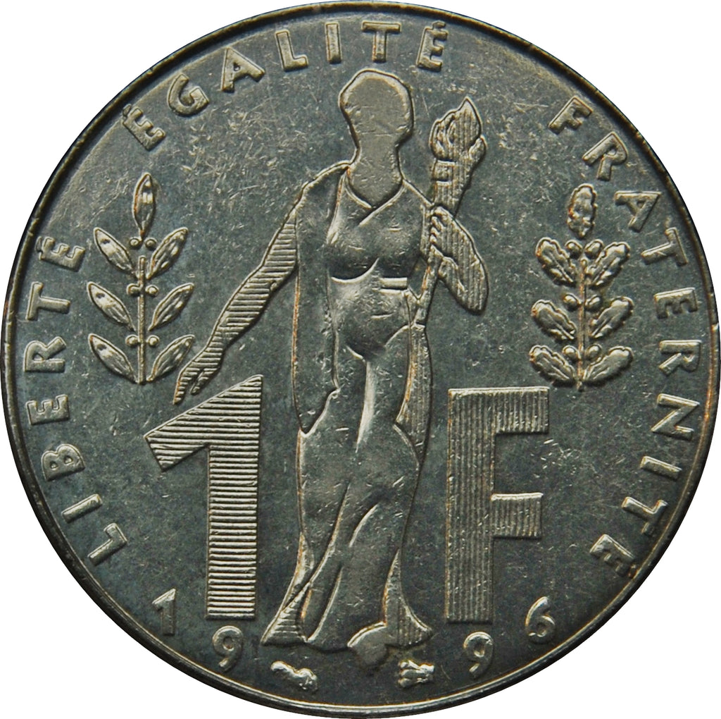 France KM#1160 1 Franc 1996 VF Very Fine—Faceless Marianne—Jacques Rueff