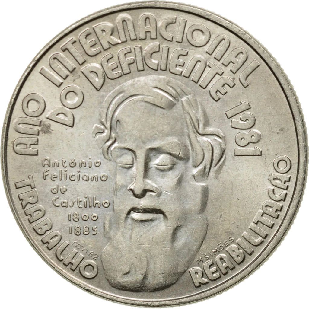 Portugal KM#624 25 Escudos 1984 VF—Intl Year of Disabled—António Feliciano de Castilho