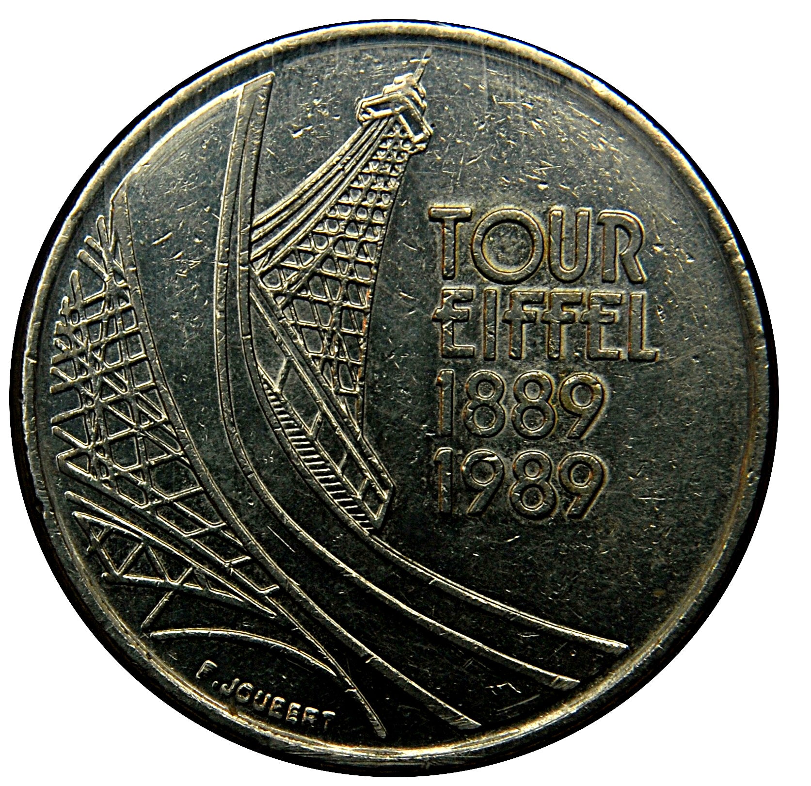 France KM#968 5 Francs 1989 VF or better—Eiffel Tower—Commemorative