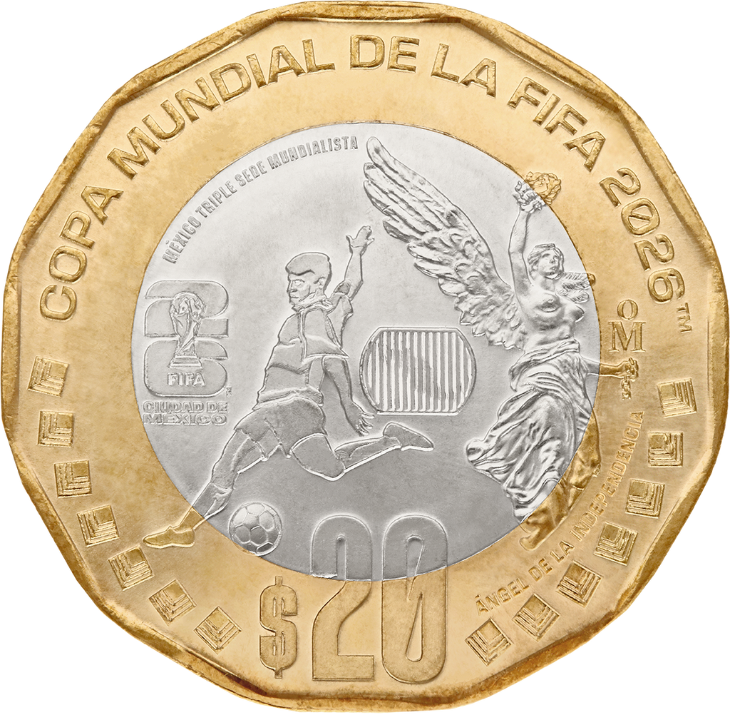 Mexico FIFA World Cup Set of 4 Bimetallic Coins 20 Pesos 2026 UNC—All 3 Cities + Jaguar/Butterflies