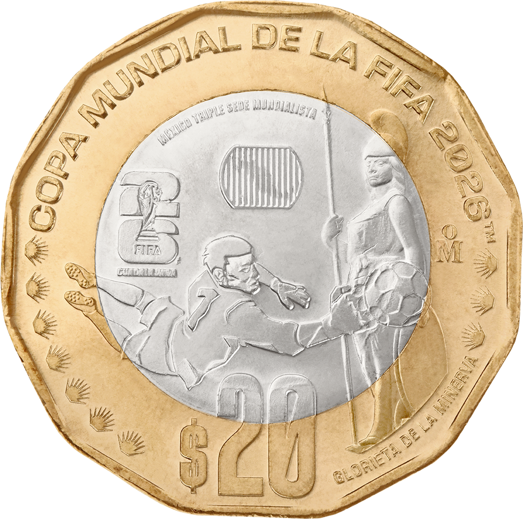 Mexico FIFA World Cup Set of 4 Bimetallic Coins 20 Pesos 2026 UNC—All 3 Cities + Jaguar/Butterflies