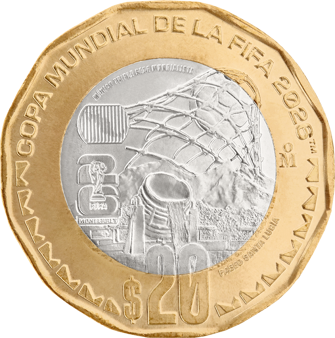 Mexico FIFA World Cup Set of 4 Bimetallic Coins 20 Pesos 2026 UNC—All 3 Cities + Jaguar/Butterflies