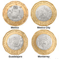 Mexico FIFA World Cup Set of 4 Bimetallic Coins 20 Pesos 2026 UNC—All 3 Cities + Jaguar/Butterflies