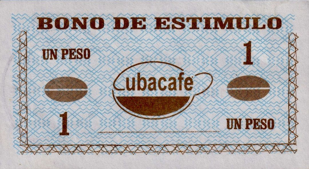 Caribbean Coffee Bono Cubacafé N#416718 1 Peso 1995-1998—Crisp Cancelled—Coffee Coupon