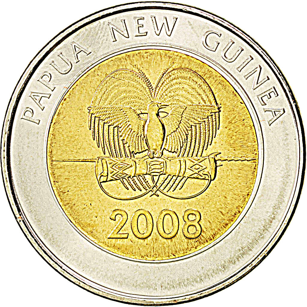 Papua New Guinea KM#51 2 Kina 2008 UNC Bimetallic—35th Anniversary Central Bank