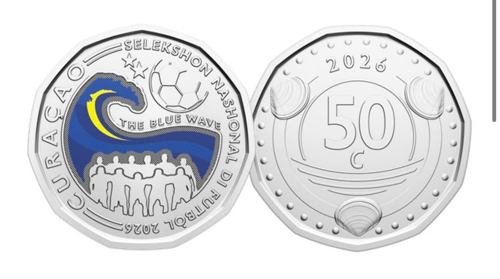 Curaçao  World Cup Coin 50 Cents 2026 UNC—Blue Wave—FIFA—Football—Soccer