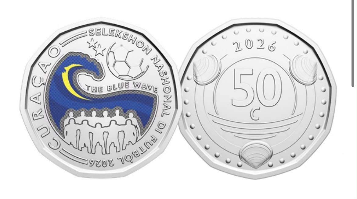 Curaçao  World Cup Coin 50 Cents 2026 UNC—Blue Wave—FIFA—Football—Soccer