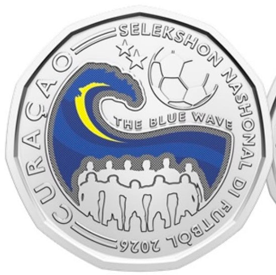 Curaçao  World Cup Coin 50 Cents 2026 UNC—Blue Wave—FIFA—Football—Soccer