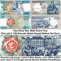 Portugal 2 Pcs Set—Stunning!—Last 2 100 Escudos b4 Euro—P178 P179—XF Extra Fine