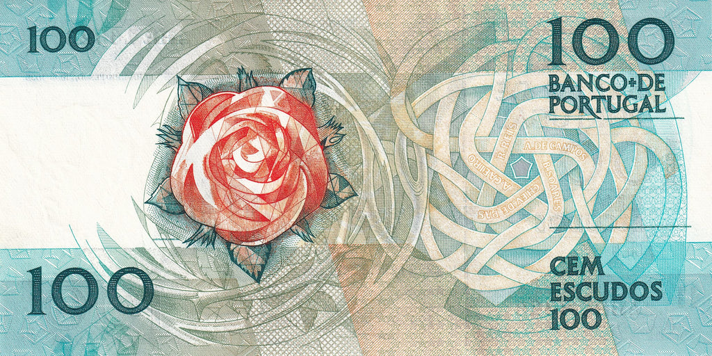 Portugal P179 100 Escudos 1986-88 XF Extra Fine—Red Rose=Pessoa≠Schizophrenia…