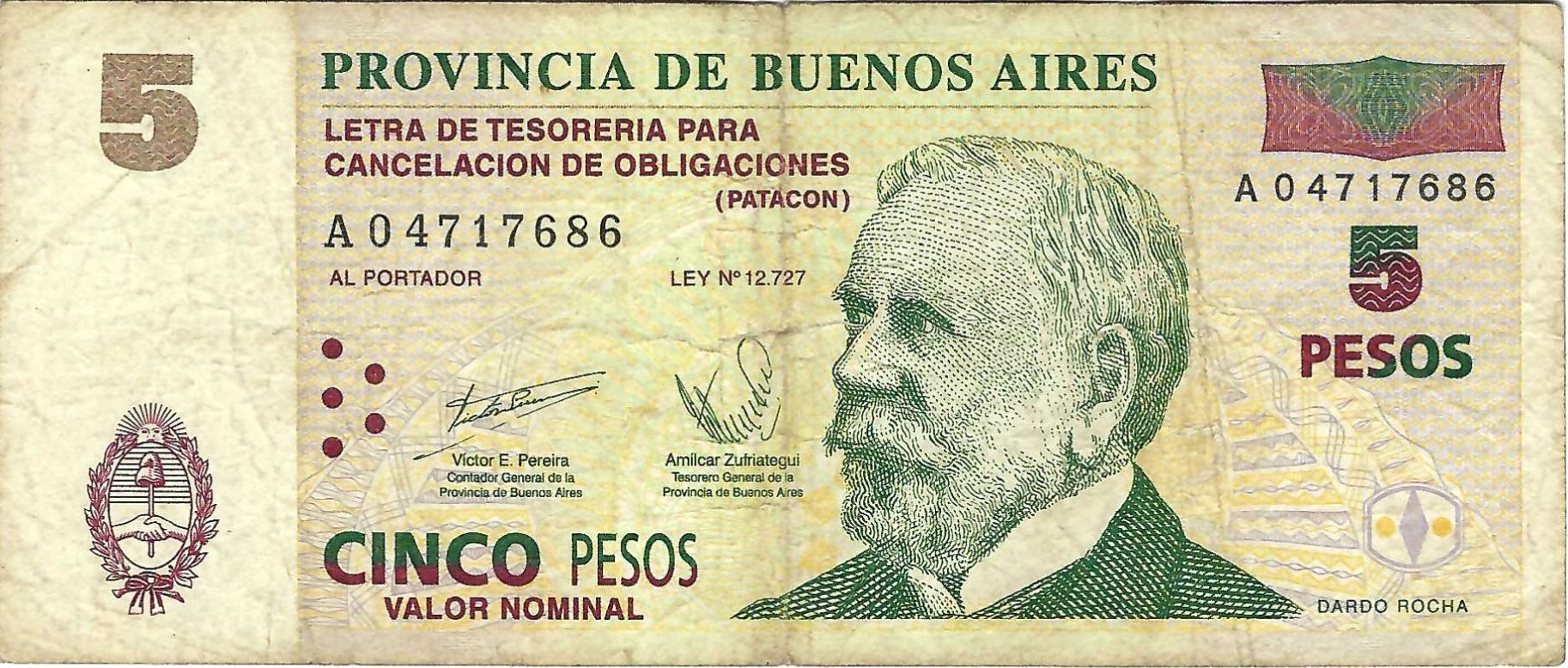 Argentina-Buenos Aires P-S2312 5 Pesos (2001-2) VF  Buenos Aires-Emergency Money