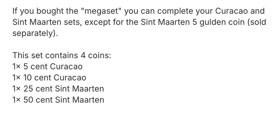 Completion set #1 Curacao and Sint Maarten coins