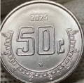 Mexico 2025 50 Centavos UNC—Eagle & Snake—Aztec Sun Stone