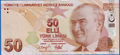 Turkey P225e 50 Lira 2022 U—Series E—Atatürk—Fatma Aliye Topuz