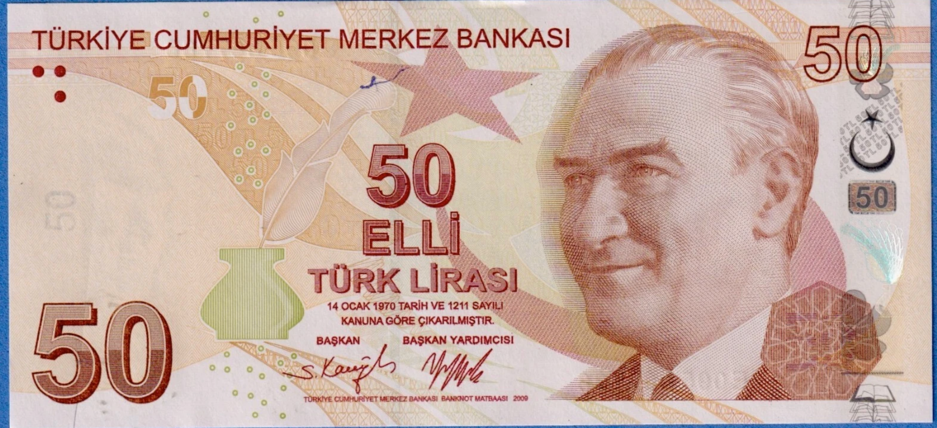 Turkey P225e 50 Lira 2022 U—Series E—Atatürk—Fatma Aliye Topuz