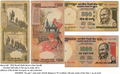 India 2 Pc Set 500 & 1000 Rupees 2000-2016 Very Fine with Pen Mark