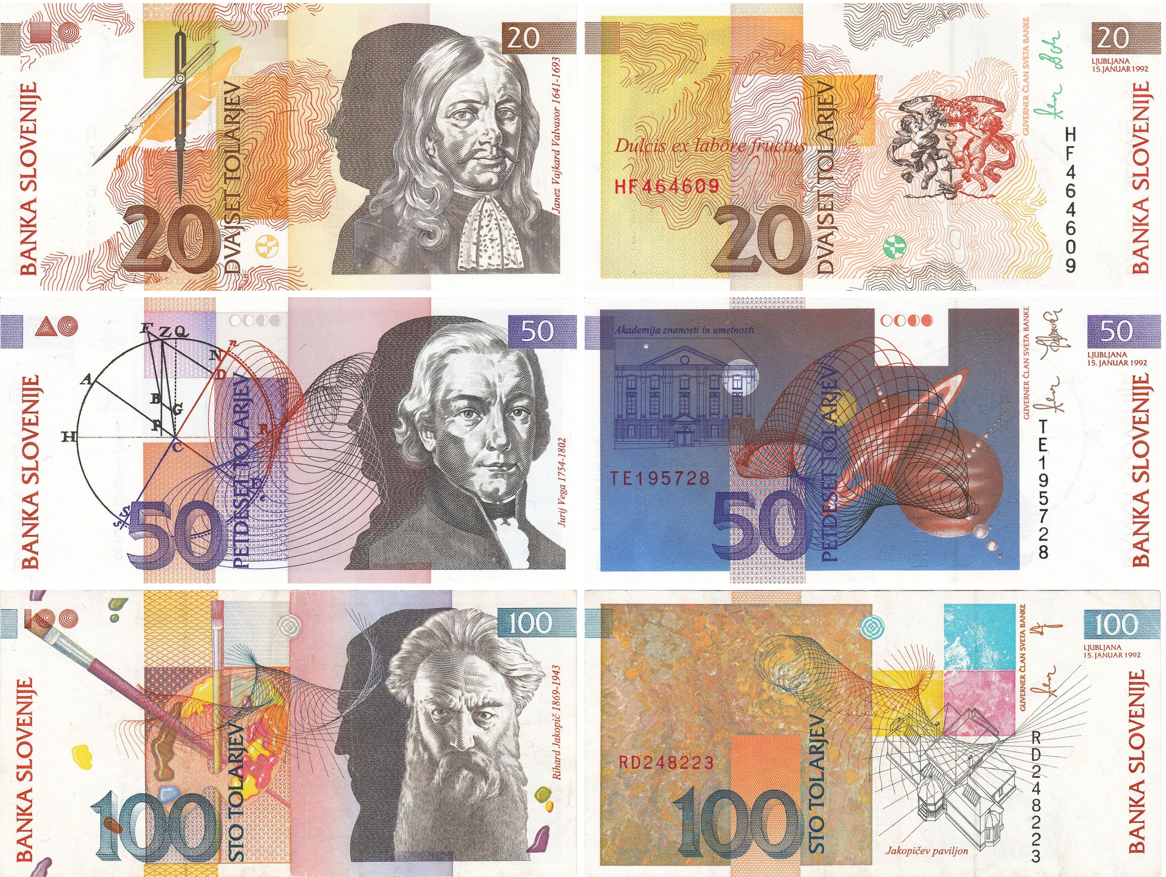 Slovenia Set 3 pc | P-12 P-13 & (P-14 or P-31) | 20 50 100 toljarev | 1992-2003 | UNC