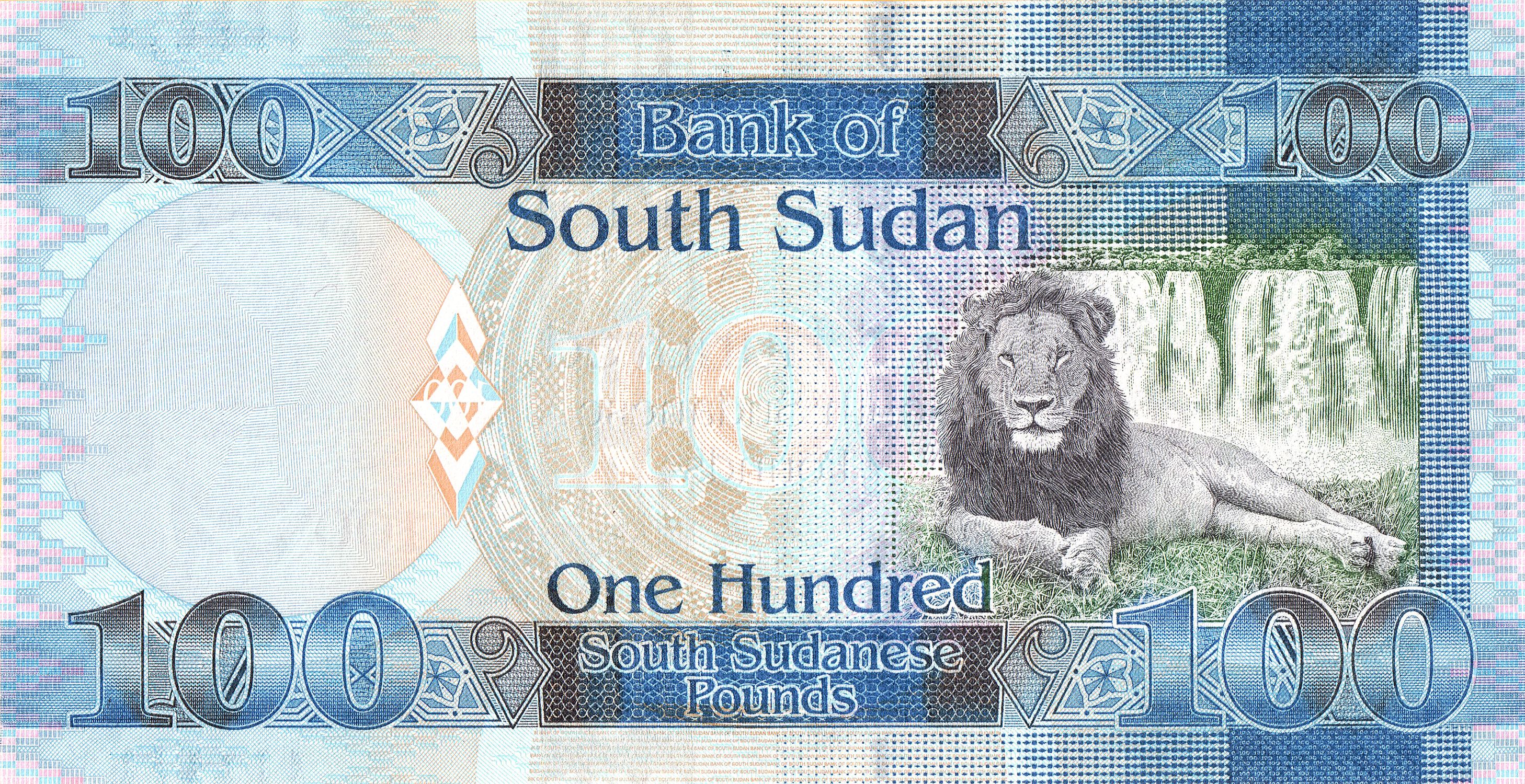 South Sudan P-15c 100 Pounds 2017 VF Plus｜Lion｜World’s Newest Country