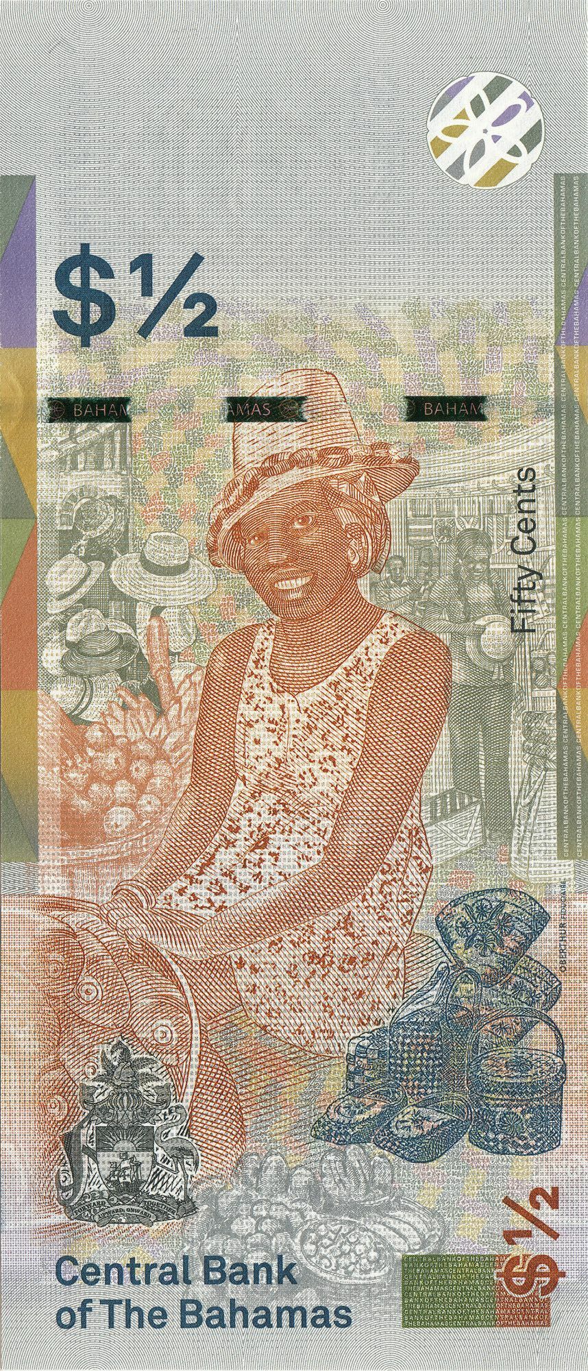 Bahamas P-WA77｜1/2 dollar｜50 cents｜2019 UNC｜Queen Elizabeth II｜Burmese Ruby Tiara