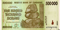 Zimbabwe P-76 500000 Dollars 2008 VF—Hyperinflation—Balancing Rocks—Green