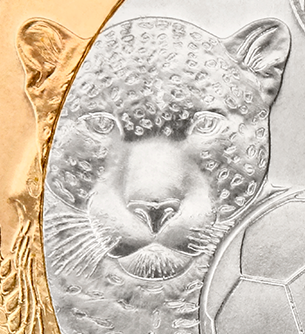Mexico FIFA World Cup 2026 20 Pesos Bimetallic Coin UNC—Jaguar—Butterflies—Ball