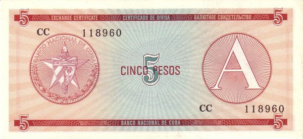 Caribbean | P-FX3 FX certificate Series A 5 Pesos 1985 UNC | Tres Reyes del Morro Fort (1630)