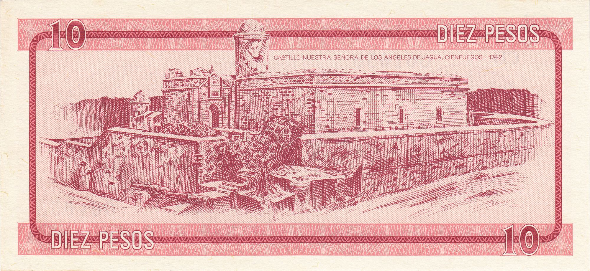 Caribbean | P-FX4 FX certificate Series A 10 Pesos 1985 UNC | Nuestra Señora de los Ángeles de Jagua Fort (1742) Ciεηfυεgοs