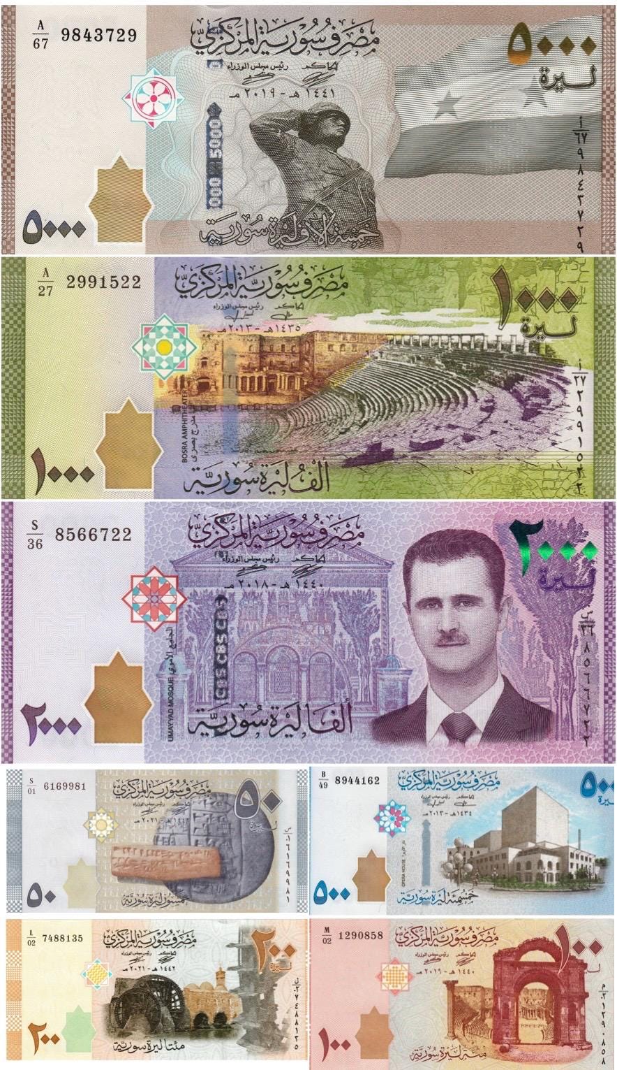 Middle East NW P112-P118 7 pc UNC set｜dictator｜Roman｜50｜100｜200｜500｜1000｜2000｜5000