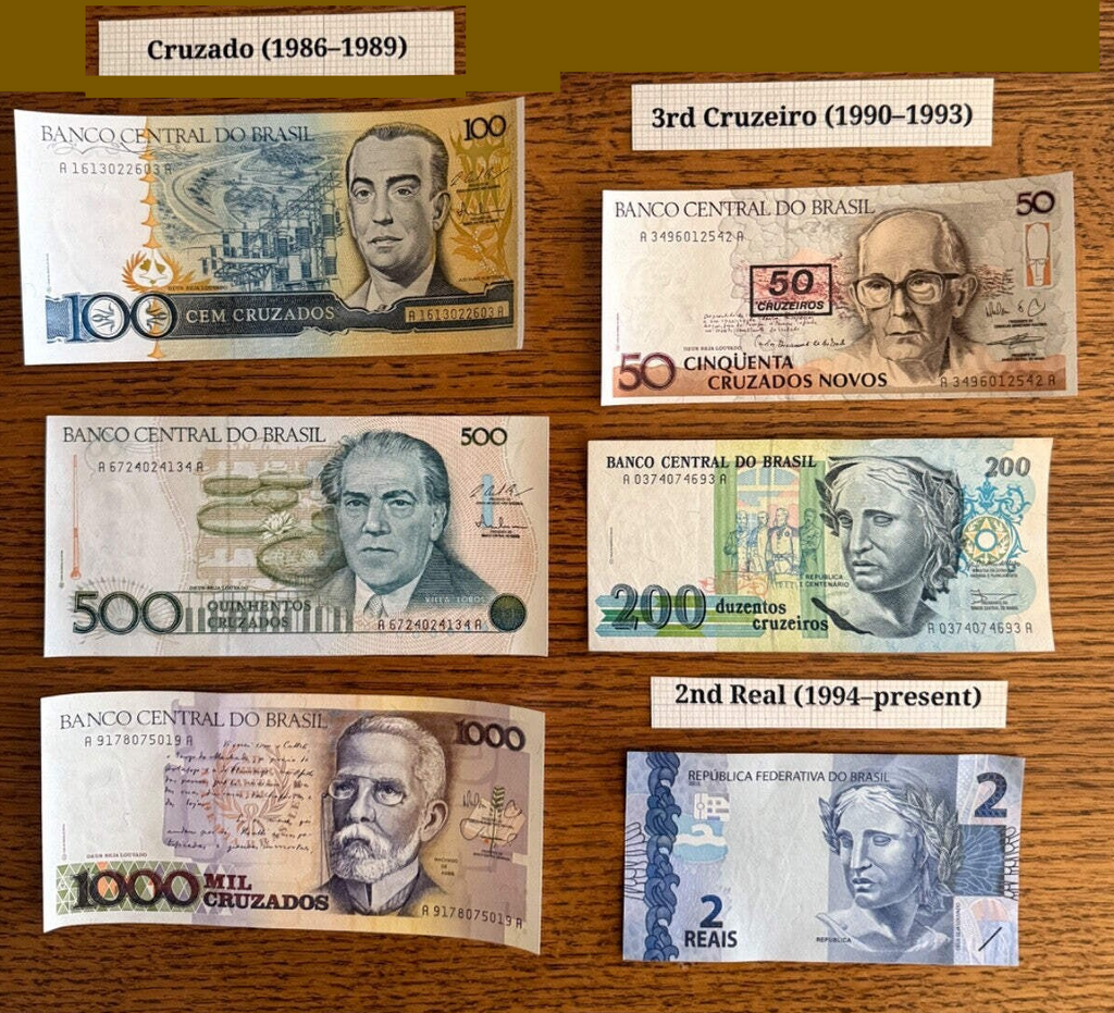 14 different Brazil banknotes paper money UNC AU XF