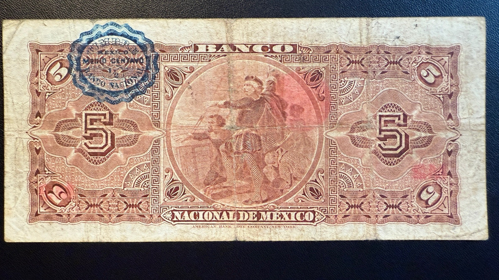 Mexico 5 Pesos (½c) 1910 Banco Nacional De Mexico S257 F Series M2/M3 s/n41044071